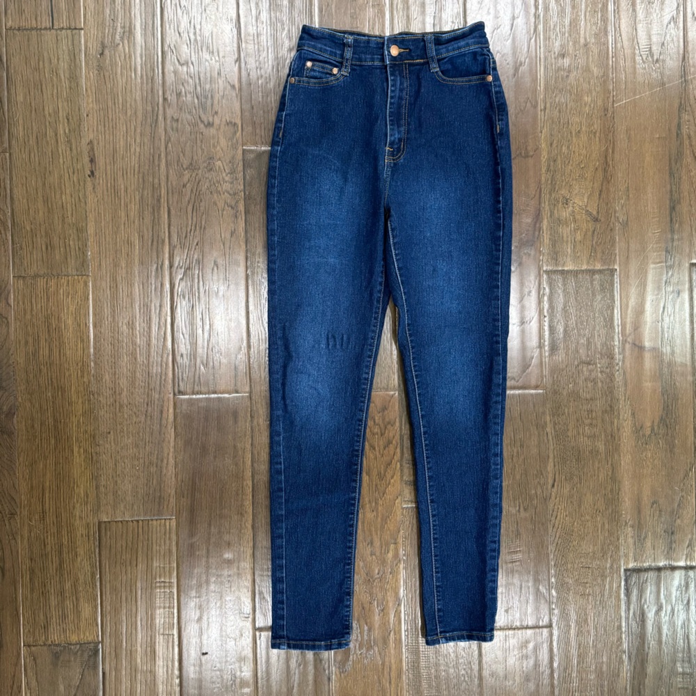 Fashion Nova Blue Skinny Jeans High-Waisted Stretch